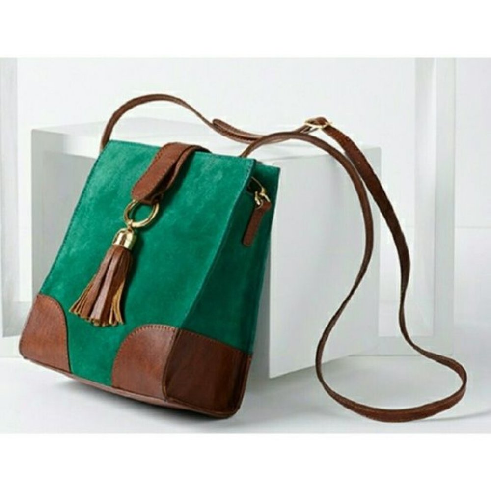 Talbot green suede purse